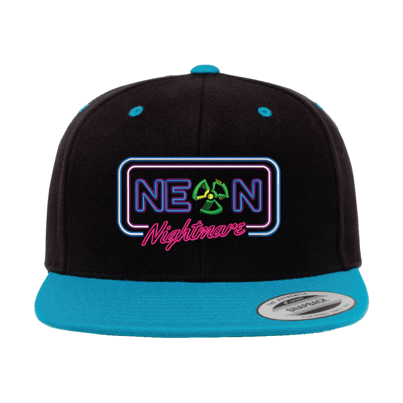 NEON NIGHTMARE BLACK AND TEAL SNAPBACK