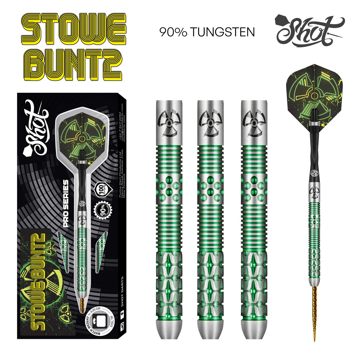 SHOT PRO SERIES - STOWE BUNTZ V2 DART SET - 90% TUNGSTEN BARRELS ...