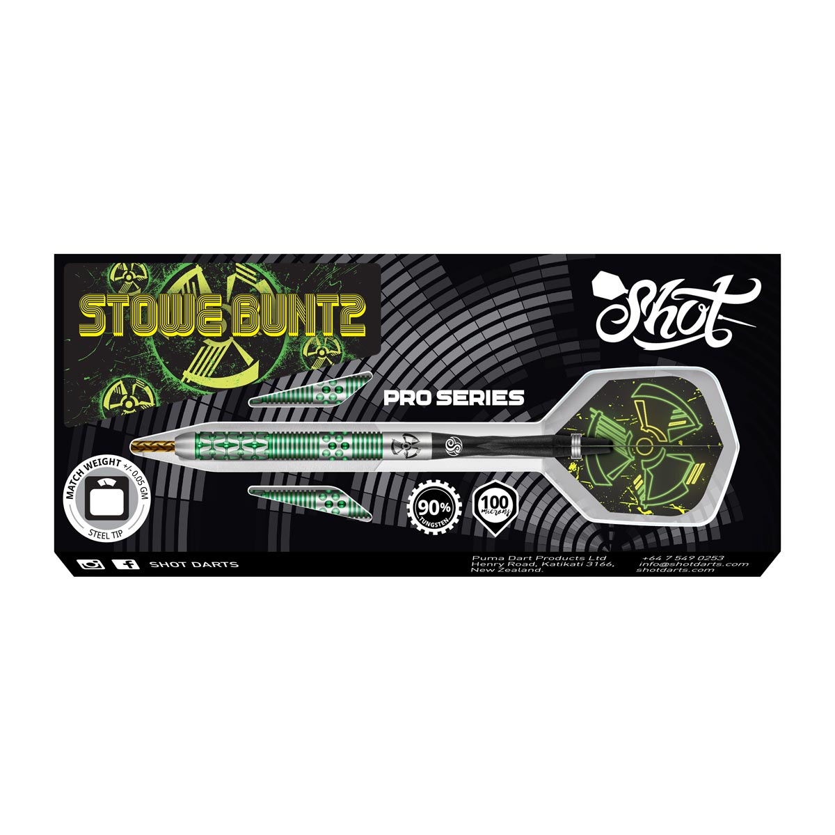 SHOT PRO SERIES - STOWE BUNTZ V2 DART SET - 90% TUNGSTEN BARRELS