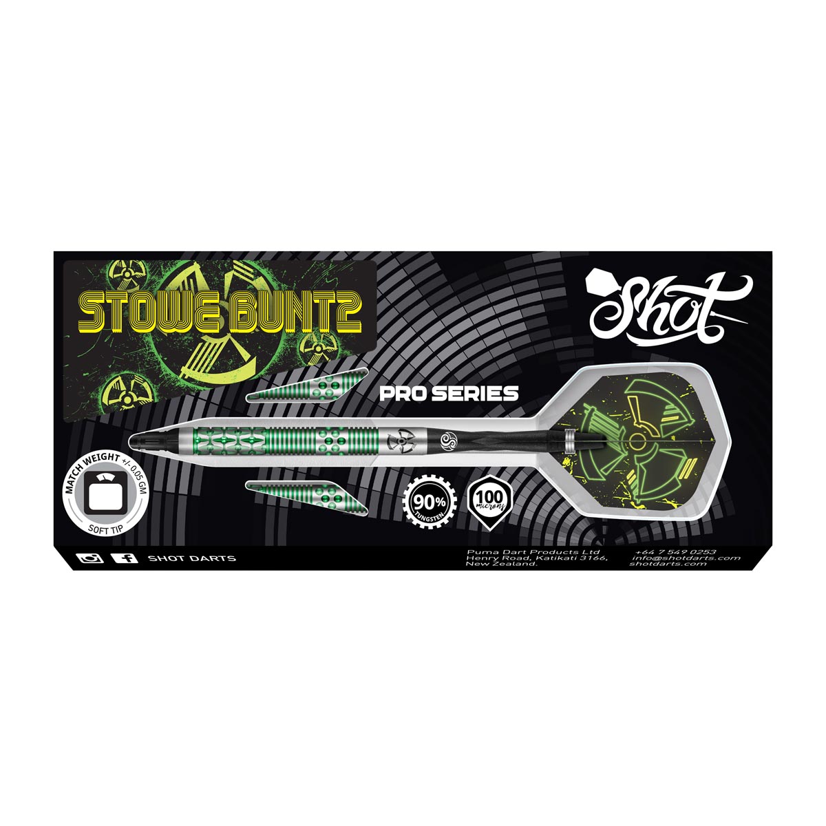 SHOT PRO SERIES - STOWE BUNTZ V2 DART SET - 90% TUNGSTEN BARRELS