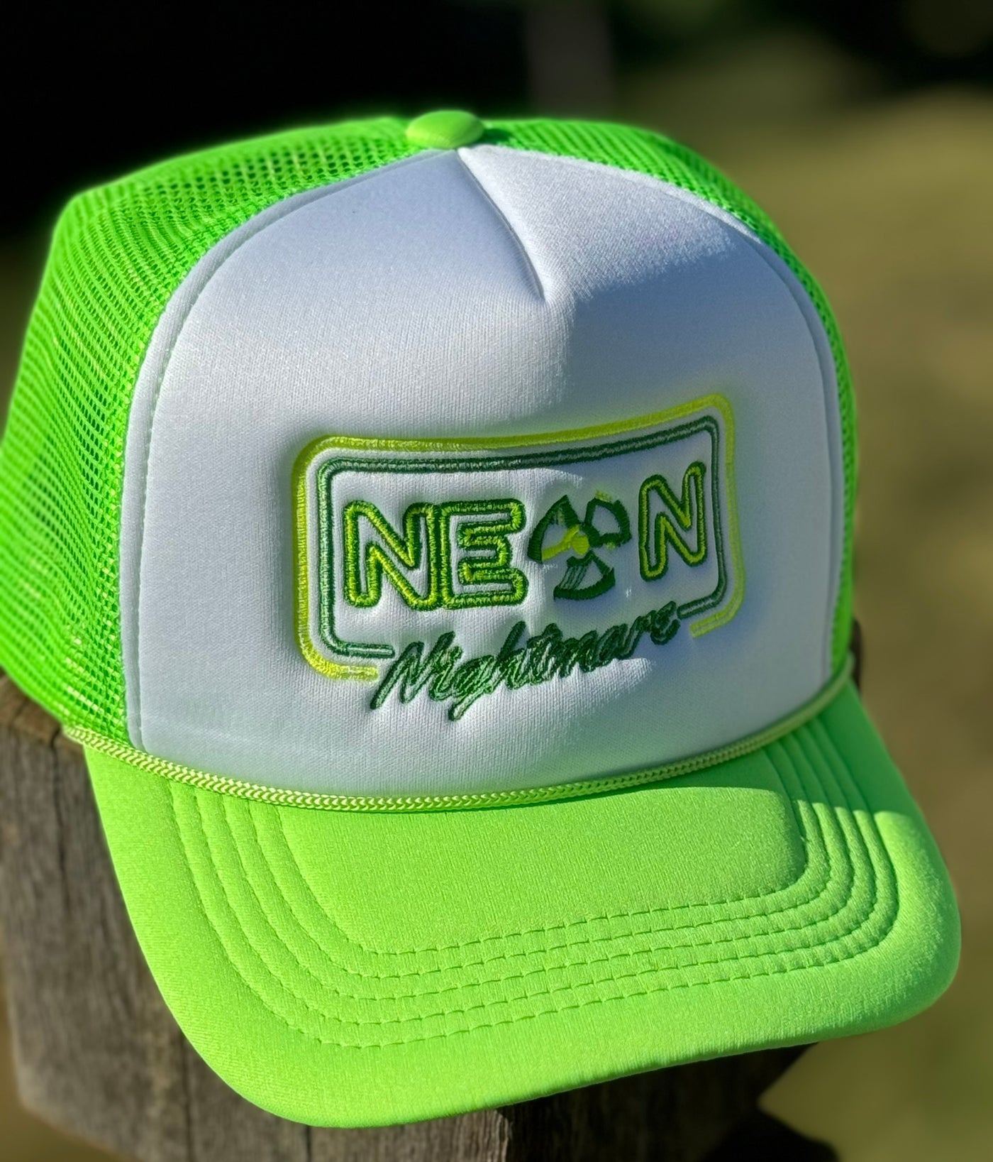 NEON NIGHTMARE Neon Green Foam Solid Two Tone Trucker Hat