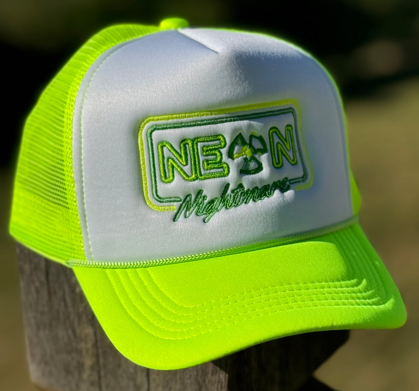 NEON NIGHTMARE Neon Lime Foam Solid Two Tone Trucker Hat