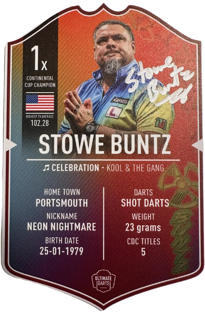 EXCLUSIVE STOWE BUNTZ *SIGNED* MINI ULTIMATE DARTS CARD